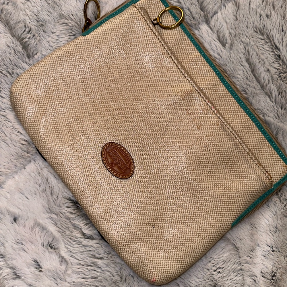 Fossil Tan and Navy Blue Polka Dot iPad Case Tablet or Mini Laptop Case - Picture 5 of 9